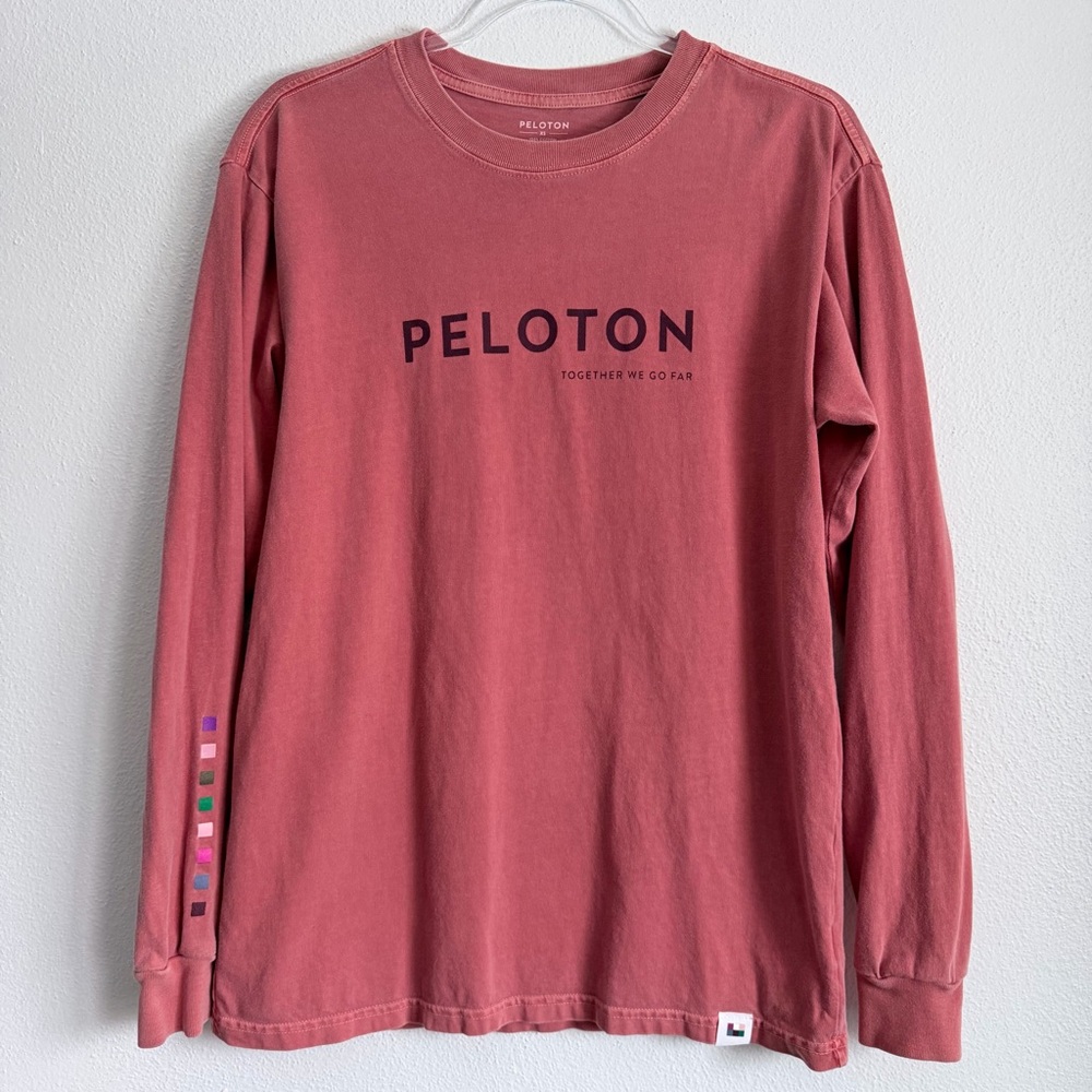 Peloton Womens Long Sleeve Casual Cotton Brick Red T-Shirt Size S